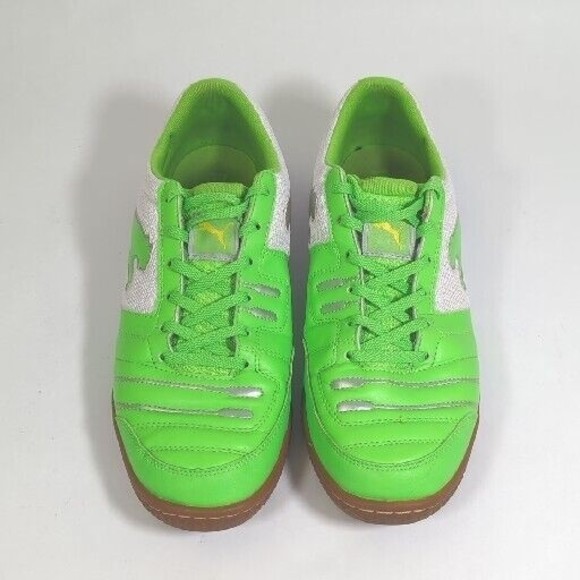 PUMA Powercat 4.12 Sala Soccer Shoe Men\'s size 10 Neon Green/White